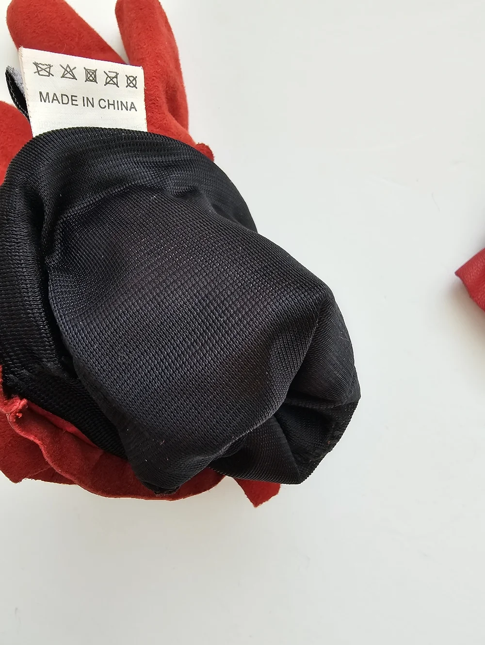 Renees NYC Crimson Red Suede Gloves Leather Ruffle Cuff Size L
